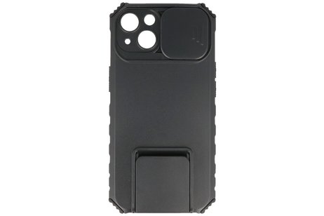Premium Kwaliteit Anti Shock Hoesje - Back Cover - Camerawindow met Stand Functie - Geschikt voor iPhone 14 - Zwart