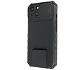 Premium Kwaliteit Anti Shock Hoesje - Back Cover - Camerawindow met Stand Functie - Geschikt voor iPhone 14 - Zwart