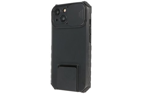 BAOHU Premium Kwaliteit Anti Shock Hoesje - Back Cover - Camerawindow met Stand Functie - Geschikt voor iPhone 14 - Zwart