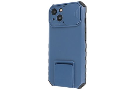 BAOHU Premium Kwaliteit Anti Shock Hoesje - Back Cover - Camerawindow met Stand Functie - Geschikt voor iPhone 14 - Blauw