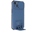 BAOHU Premium Kwaliteit Anti Shock Hoesje - Back Cover - Camerawindow met Stand Functie - Geschikt voor iPhone 14 - Blauw