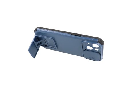 BAOHU Premium Kwaliteit Anti Shock Hoesje - Back Cover - Camerawindow met Stand Functie - Geschikt voor iPhone 14 - Blauw