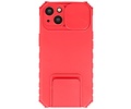 Premium Kwaliteit Anti Shock Hoesje - Back Cover - Camerawindow met Stand Functie - Geschikt voor iPhone 14 - Rood