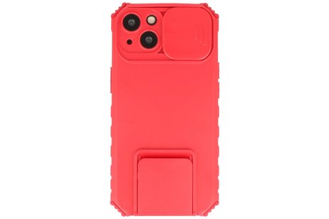 Premium Kwaliteit Anti Shock Hoesje - Back Cover - Camerawindow met Stand Functie - Geschikt voor iPhone 14 - Rood