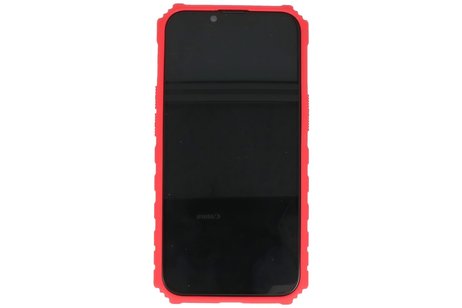 Premium Kwaliteit Anti Shock Hoesje - Back Cover - Camerawindow met Stand Functie - Geschikt voor iPhone 14 - Rood