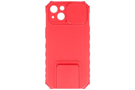 Premium Kwaliteit Anti Shock Hoesje - Back Cover - Camerawindow met Stand Functie - Geschikt voor iPhone 14 - Rood