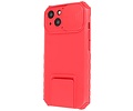 Premium Kwaliteit Anti Shock Hoesje - Back Cover - Camerawindow met Stand Functie - Geschikt voor iPhone 14 - Rood