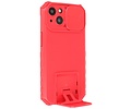 Premium Kwaliteit Anti Shock Hoesje - Back Cover - Camerawindow met Stand Functie - Geschikt voor iPhone 14 - Rood