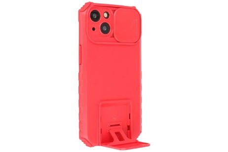 Premium Kwaliteit Anti Shock Hoesje - Back Cover - Camerawindow met Stand Functie - Geschikt voor iPhone 14 - Rood