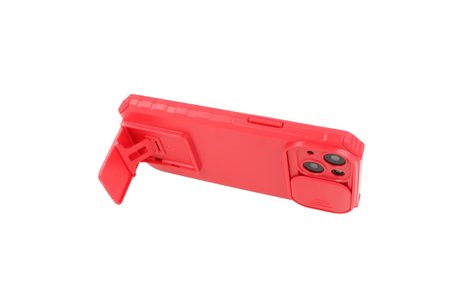 Premium Kwaliteit Anti Shock Hoesje - Back Cover - Camerawindow met Stand Functie - Geschikt voor iPhone 14 - Rood