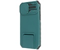 BAOHU Premium Kwaliteit Anti Shock Hoesje - Back Cover - Camerawindow met Stand Functie - Geschikt voor iPhone 14 - Donker Groen