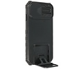 Premium Kwaliteit Anti Shock Hoesje - Back Cover - Camerawindow met Stand Functie - Geschikt voor iPhone 14 Pro - Zwart