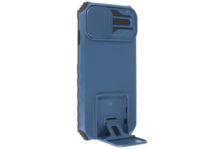 BAOHU Premium Kwaliteit Anti Shock Hoesje - Back Cover - Camerawindow met Stand Functie - Geschikt voor iPhone 14 Pro - Blauw