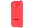 Premium Kwaliteit Anti Shock Hoesje - Back Cover - Camerawindow met Stand Functie - Geschikt voor iPhone 14 Plus - Rood