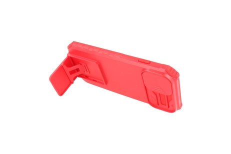 Premium Kwaliteit Anti Shock Hoesje - Back Cover - Camerawindow met Stand Functie - Geschikt voor iPhone 14 Plus - Rood