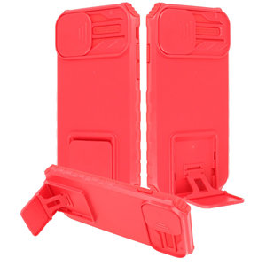 Premium Kwaliteit Anti Shock Hoesje - Back Cover - Camerawindow met Stand Functie - Geschikt voor iPhone 14 Plus - Rood