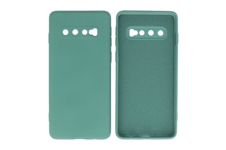 BAOHU Fashion Backcover Telefoonhoesje - Color Hoesje - Geschikt voor Samsung Galaxy S10 - Donker Groen