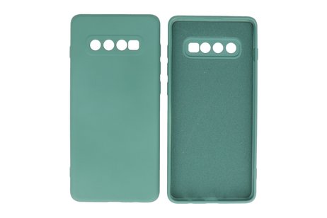 Fashion Backcover Telefoonhoesje - Color Hoesje - Geschikt voor Samsung Galaxy S10 Plus - Donker Groen
