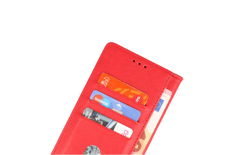 Zakelijke Book Case Telefoonhoesje - Portemonnee Hoesje - Geschikt voor de Motorola Moto E22 - E22i - Rood