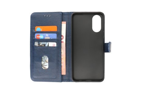 Zakelijke Book Case Telefoonhoesje - Portemonnee Hoesje - Geschikt voor de Oppo A78 - Navy