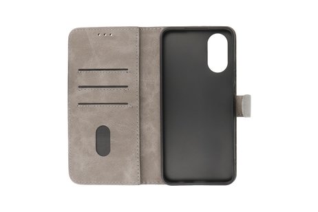 BAOHU Zakelijke Book Case Telefoonhoesje - Portemonnee Hoesje - Geschikt voor de Oppo A78 - Grijs