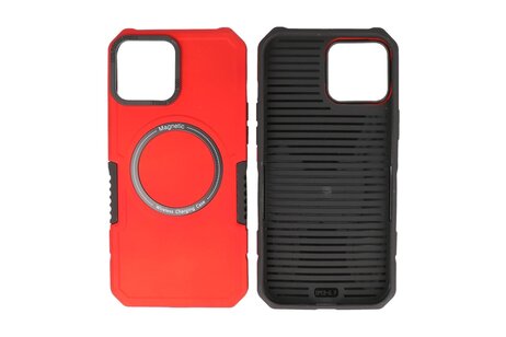 BAOHU Hoesje Geschikt voor de iPhone 12 Pro Max - Schokbestendige Telefoonhoesje Geschikt voor MagSafe - Rood