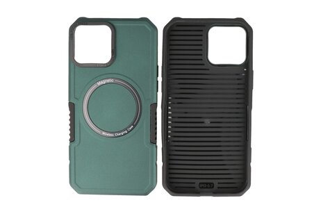 BAOHU Hoesje Geschikt voor de iPhone 12 Pro Max - Schokbestendige Telefoonhoesje Geschikt voor MagSafe - Donker Groen