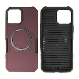 Hoesje Geschikt voor de iPhone 12 Pro Max - Schokbestendige Telefoonhoesje Geschikt voor MagSafe - Bordeaux Rood