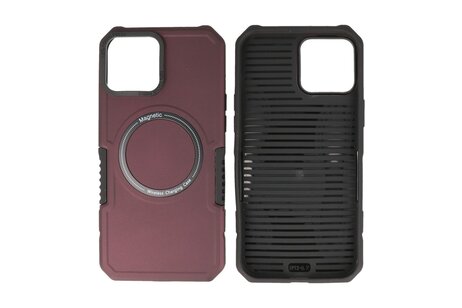 Hoesje Geschikt voor de iPhone 12 Pro Max - Schokbestendige Telefoonhoesje Geschikt voor MagSafe - Bordeaux Rood