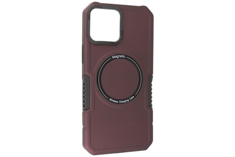 Hoesje Geschikt voor de iPhone 12 Pro Max - Schokbestendige Telefoonhoesje Geschikt voor MagSafe - Bordeaux Rood