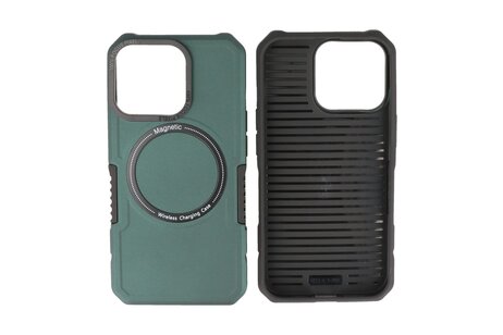 BAOHU Hoesje Geschikt voor de iPhone 13 Pro - Schokbestendige Telefoonhoesje Geschikt voor MagSafe - Donker Groen