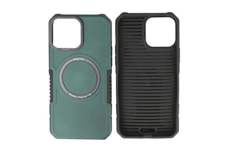 BAOHU Hoesje Geschikt voor de iPhone 13 Pro Max - Schokbestendige Telefoonhoesje Geschikt voor MagSafe - Donker Groen