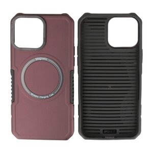 Hoesje Geschikt voor de iPhone 13 Pro Max - Schokbestendige Telefoonhoesje Geschikt voor MagSafe - Bordeaux Rood
