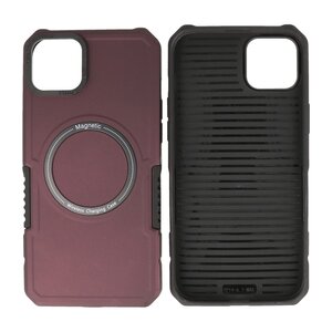 Hoesje Geschikt voor de iPhone 14 Plus - Schokbestendige Telefoonhoesje Geschikt voor MagSafe - Bordeaux Rood