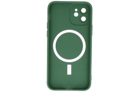 Hoesje Geschikt voor de iPhone 11 - Hoesje Geschikt voor MagSafe - Backcover met Camera Beschermer - Donker Groen