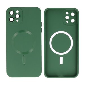 BAOHU Hoesje Geschikt voor de iPhone 11 Pro - Hoesje Geschikt voor MagSafe - Backcover met Camera Beschermer - Donker Groen