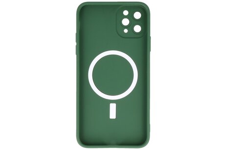 Hoesje Geschikt voor de iPhone 11 Pro - Hoesje Geschikt voor MagSafe - Backcover met Camera Beschermer - Donker Groen