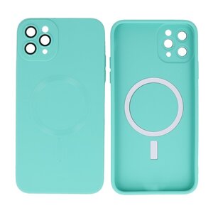 Hoesje Geschikt voor de iPhone 11 Pro - Hoesje Geschikt voor MagSafe - Backcover met Camera Beschermer- Turquoise