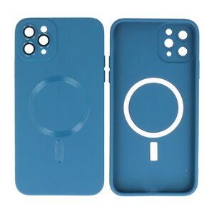 BAOHU Hoesje Geschikt voor de iPhone 11 Pro Max - Hoesje Geschikt voor MagSafe - Backcover met Camera Beschermer - Navy