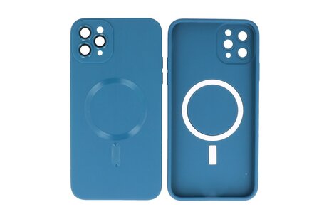 BAOHU Hoesje Geschikt voor de iPhone 11 Pro Max - Hoesje Geschikt voor MagSafe - Backcover met Camera Beschermer - Navy