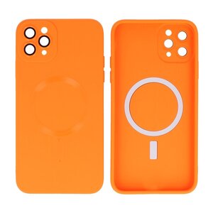 Hoesje Geschikt voor de iPhone 11 Pro Max - Hoesje Geschikt voor MagSafe - Backcover met Camera Beschermer - Oranje