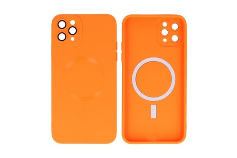 BAOHU Hoesje Geschikt voor de iPhone 11 Pro Max - Hoesje Geschikt voor MagSafe - Backcover met Camera Beschermer - Oranje