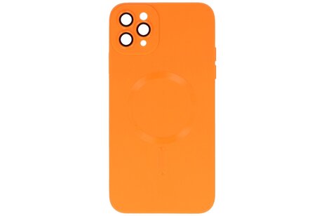 Hoesje Geschikt voor de iPhone 11 Pro Max - Hoesje Geschikt voor MagSafe - Backcover met Camera Beschermer - Oranje