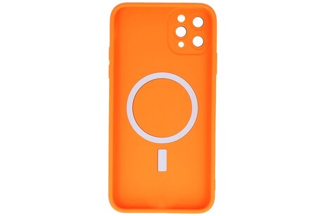 Hoesje Geschikt voor de iPhone 11 Pro Max - Hoesje Geschikt voor MagSafe - Backcover met Camera Beschermer - Oranje