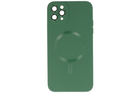 BAOHU Hoesje Geschikt voor de iPhone 11 Pro Max - Hoesje Geschikt voor MagSafe - Backcover met Camera Beschermer - Donker Groen