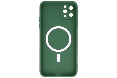 BAOHU Hoesje Geschikt voor de iPhone 11 Pro Max - Hoesje Geschikt voor MagSafe - Backcover met Camera Beschermer - Donker Groen
