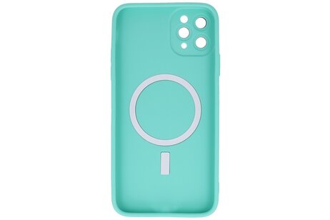 Hoesje Geschikt voor de iPhone 11 Pro Max - Hoesje Geschikt voor MagSafe - Backcover met Camera Beschermer - Turquoise