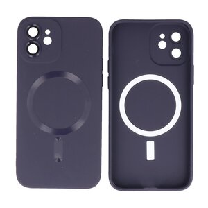 Hoesje Geschikt voor de iPhone 12 - Hoesje Geschikt voor MagSafe - Backcover met Camera Beschermer - Nacht Paars