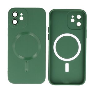 Hoesje Geschikt voor de iPhone 12 - Hoesje Geschikt voor MagSafe - Backcover met Camera Beschermer - Donker Groen