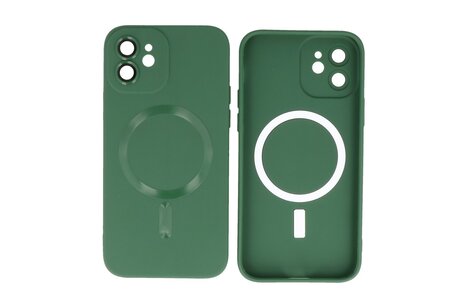 BAOHU Hoesje Geschikt voor de iPhone 12 - Hoesje Geschikt voor MagSafe - Backcover met Camera Beschermer - Donker Groen